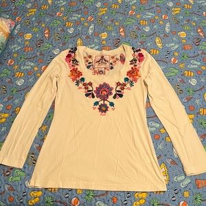 Johnny Was embroidered long sleeve top
